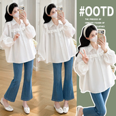 2026新款 大码 春装 衬衫 雪纺白色上衣女气质宽松显瘦200斤潮 孕妇装