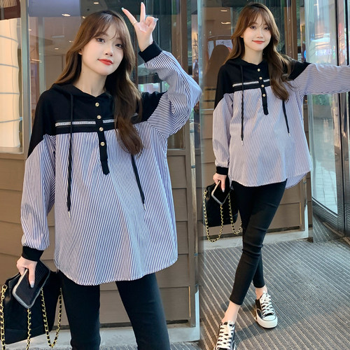 大码孕妇衬衫裙春秋款长袖上衣女