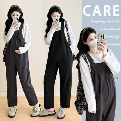 大码孕妇背带裤春秋套装休闲时尚
