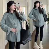 大码 宽松上衣女外套减龄显瘦200斤 时尚 孕妇牛仔衬衣秋季 2025新款