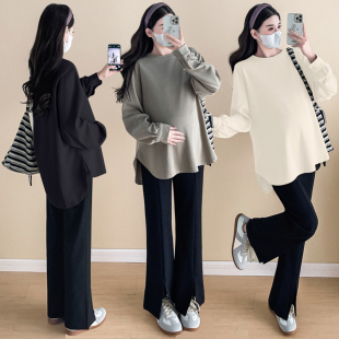 百搭休闲宽松t恤上衣女遮屁股减龄200斤 2025新款 大码 孕妇卫衣秋季