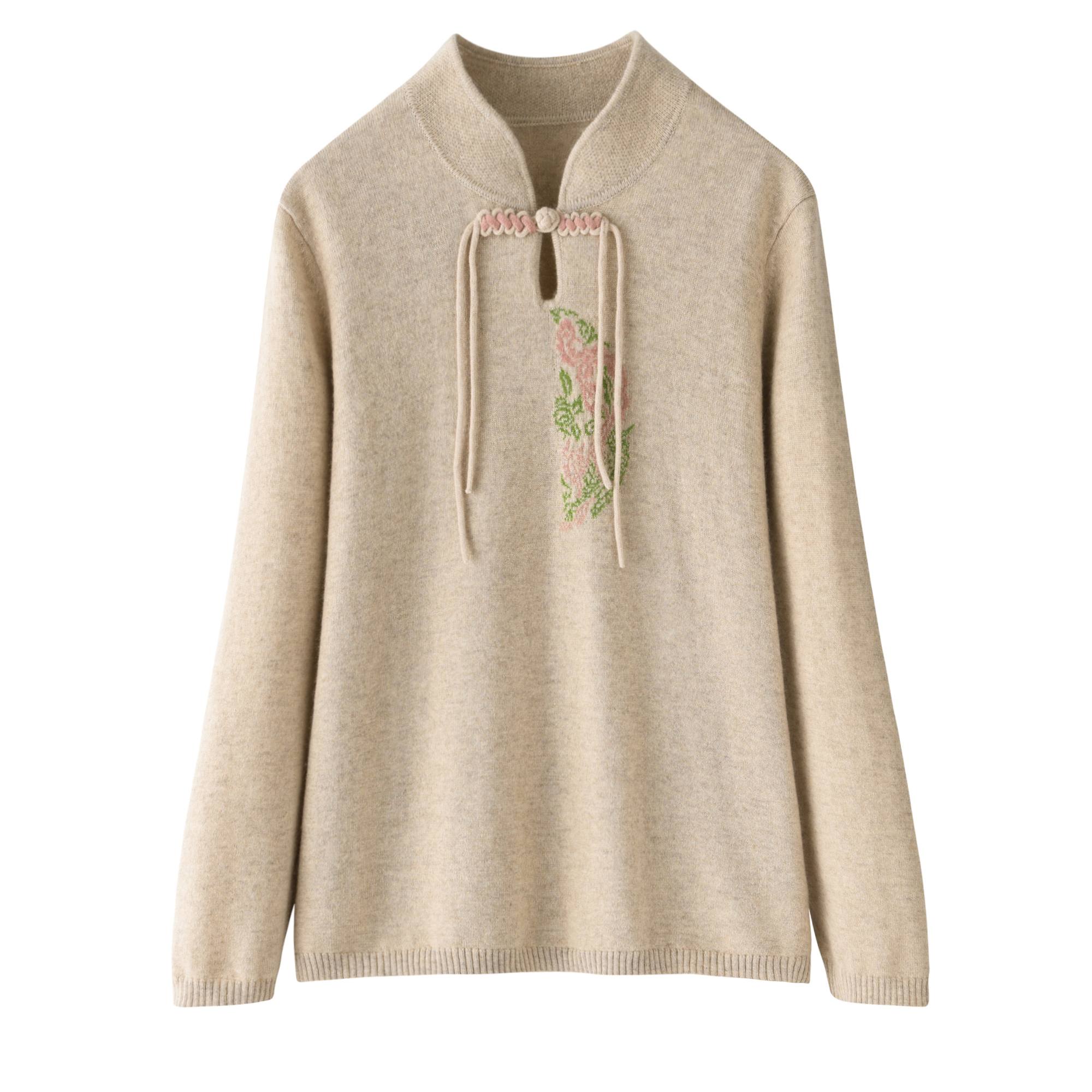 其乐绒绒纯山羊绒国风提花女羊绒