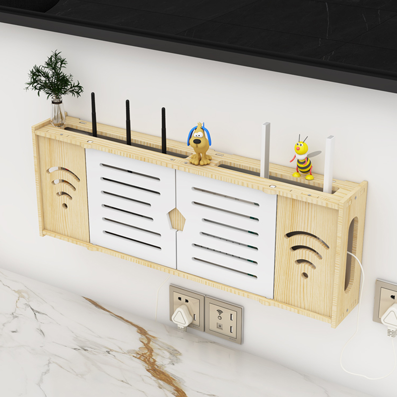 路由器收纳盒wifi光猫插排插座电线板遮挡箱机顶盒壁挂置物架子