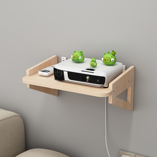 实木投影仪支架床头壁挂免打孔置物架wifi路由器投影机放置台架子