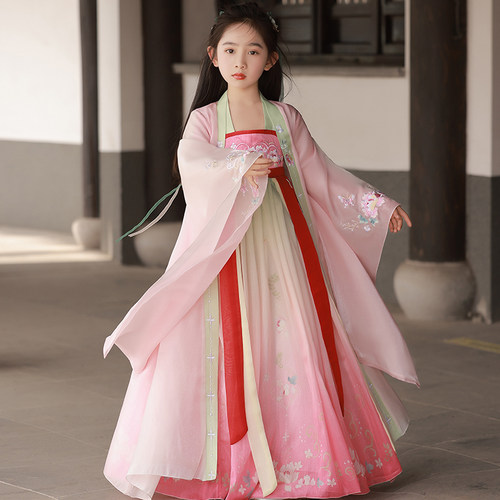 女童汉服夏款超仙唐装公主裙女孩中国风齐胸襦裙连衣裙古装演出服