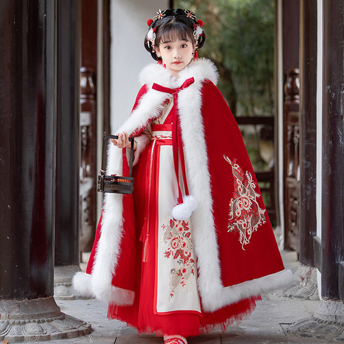 加绒加厚冬款女童唐装汉服拜年服