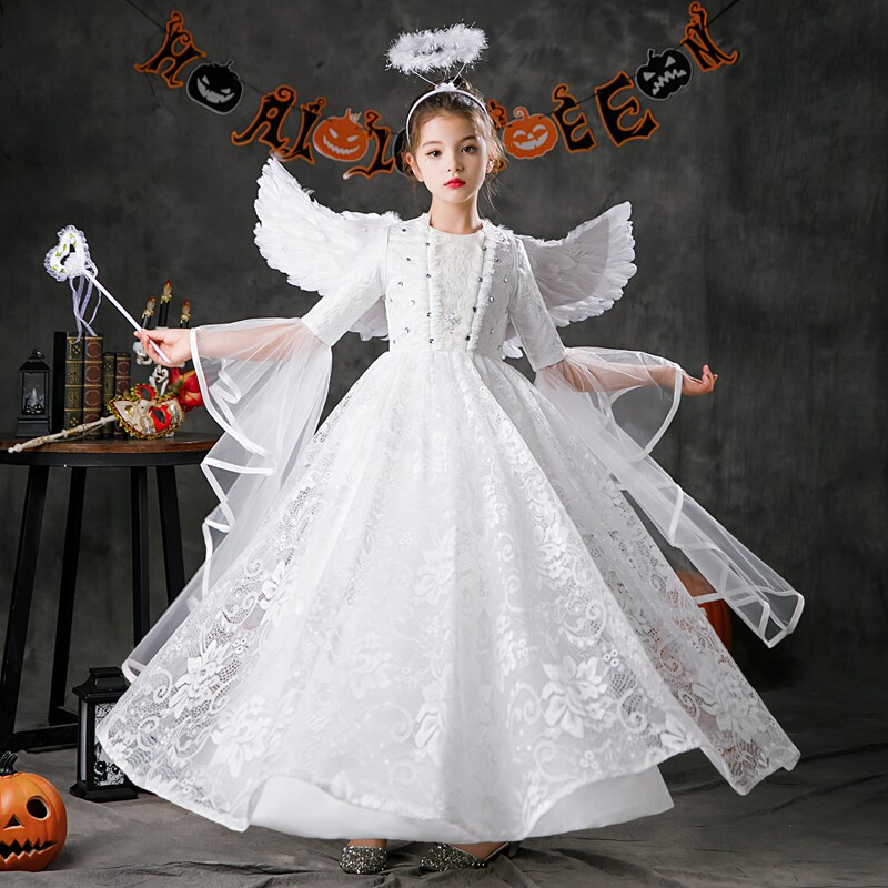 万圣节儿童服装女童cosplay天使公主裙小恶魔装扮女巫精灵演出服