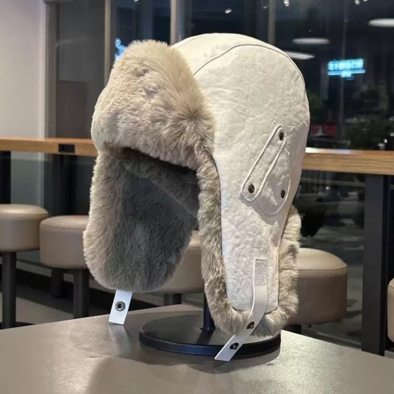 冬季皮质保暖帽子男女户外骑车防寒防水加厚护耳帽东北滑雪飞行帽