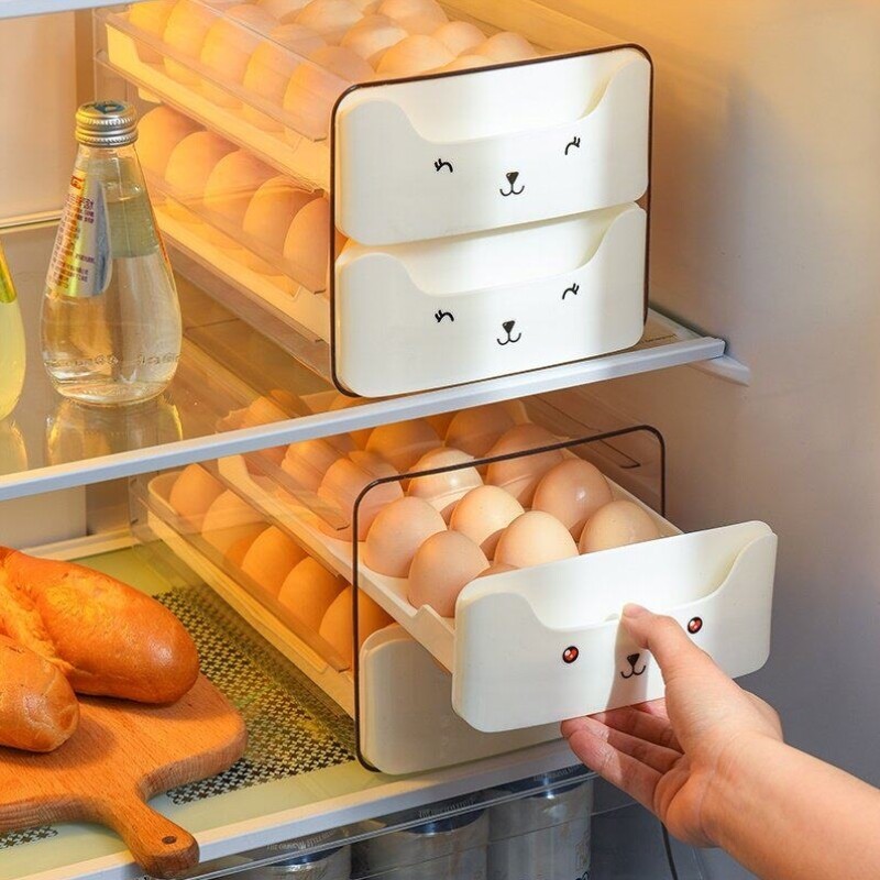 冰箱专用抽屉式双层鸡蛋收纳盒食品级密封保鲜盒鸡蛋盒子整理神器
