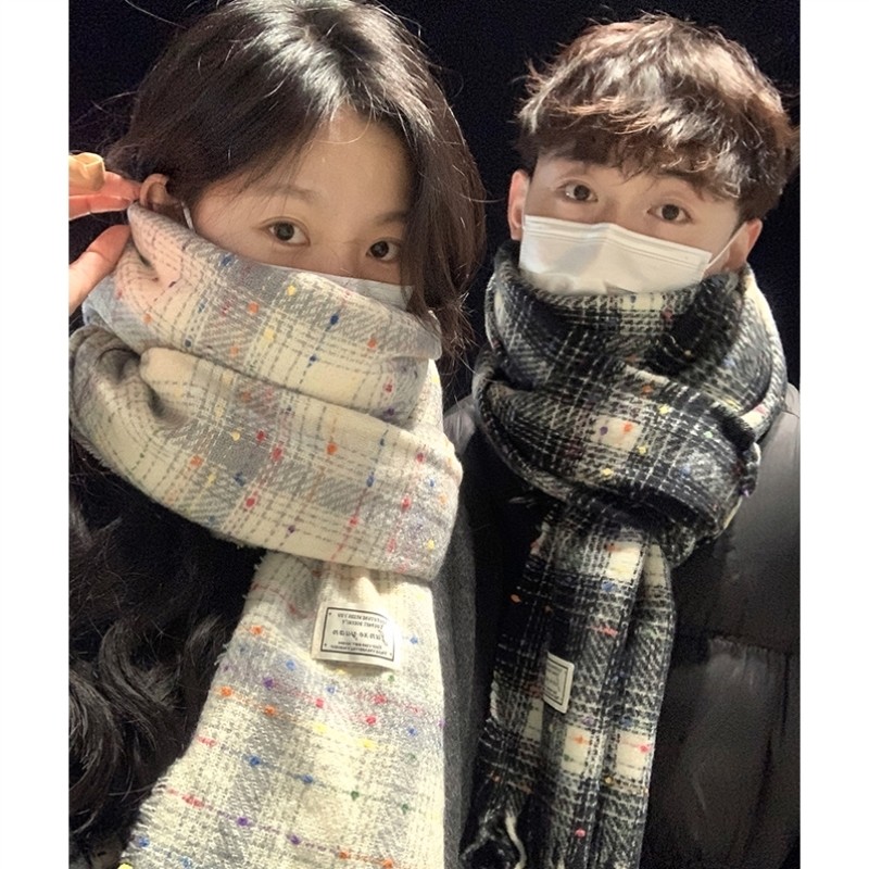 围巾女款2025新款情侣款一对冬季男女学生秋冬白色显白小众正流行