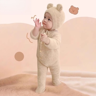 宝宝毛茸茸连体睡衣超萌儿童秋装毛绒衣服婴儿搞笑家居服秋冬