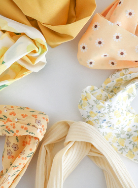 秋冬大地黄色系渐变碎花树叶交叉洗脸化妆月子外出束发带头箍发饰