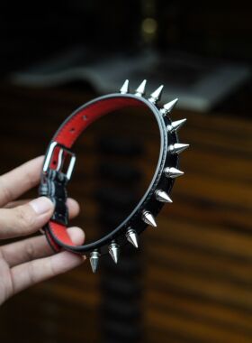 卢令皮艺工作室choker定制朋克摇滚铆钉项圈皮质颈圈项链LULING