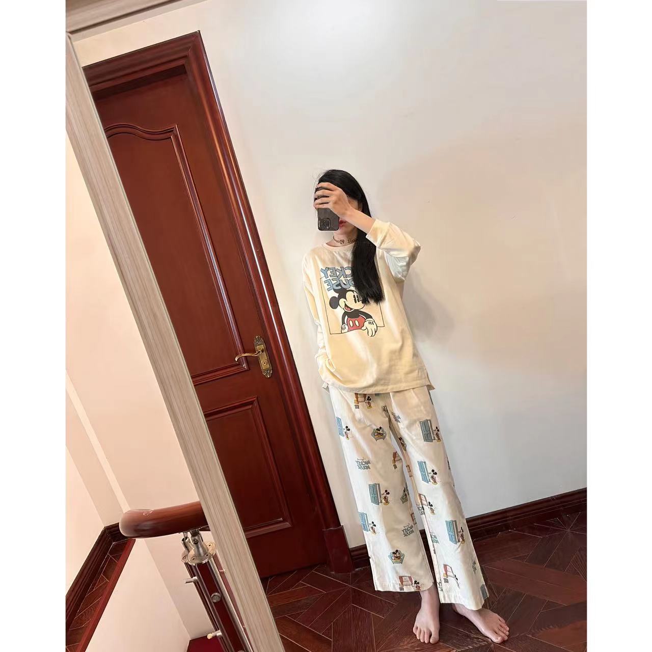 家居服套装圆领GP睡衣纯棉长袖