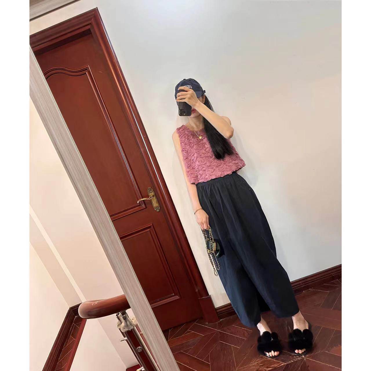 现货~独立设计师线 高定面料！立体花朵上衣背心+花苞半身裙