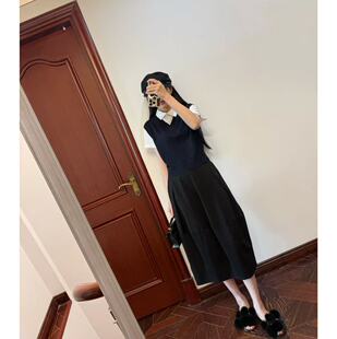 黑色花苞半裙 C假两件羊毛针织背心短袖 MCHIC 高智感知识份子