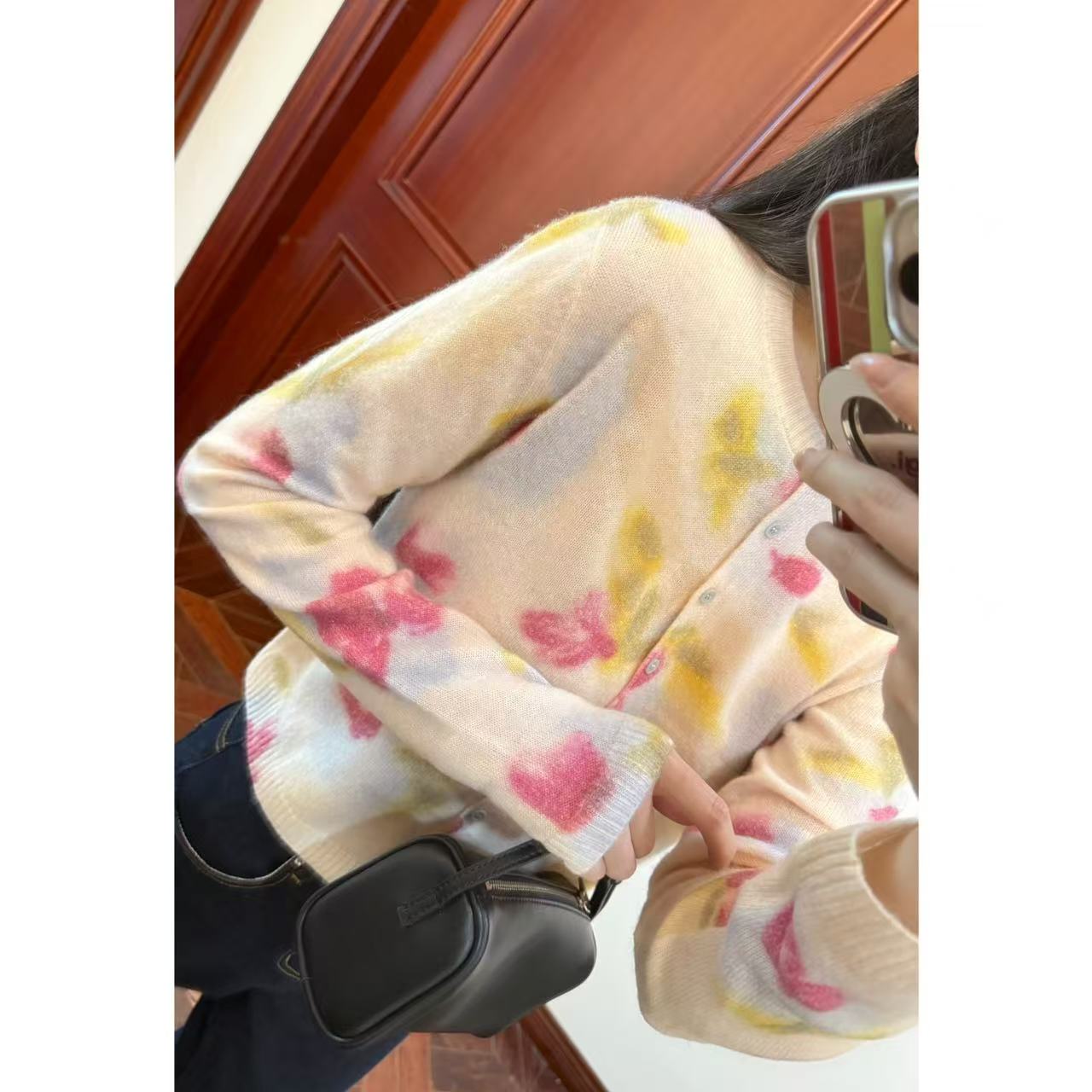 MCHIC | 原纱!绝美~fab 莫奈花园鸢尾花花卉短款开衫外套