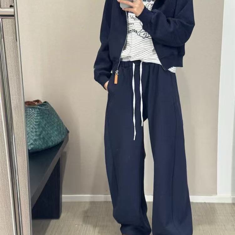 MCHIC | 神裤!cay*早秋新 解构双腰头格纹拼接抽绳弯刀裤休闲裤