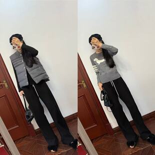 现货~TB羊毛羊绒灰杠90白鹅绒羽绒马甲+蕞新羊毛针织衫 男女款