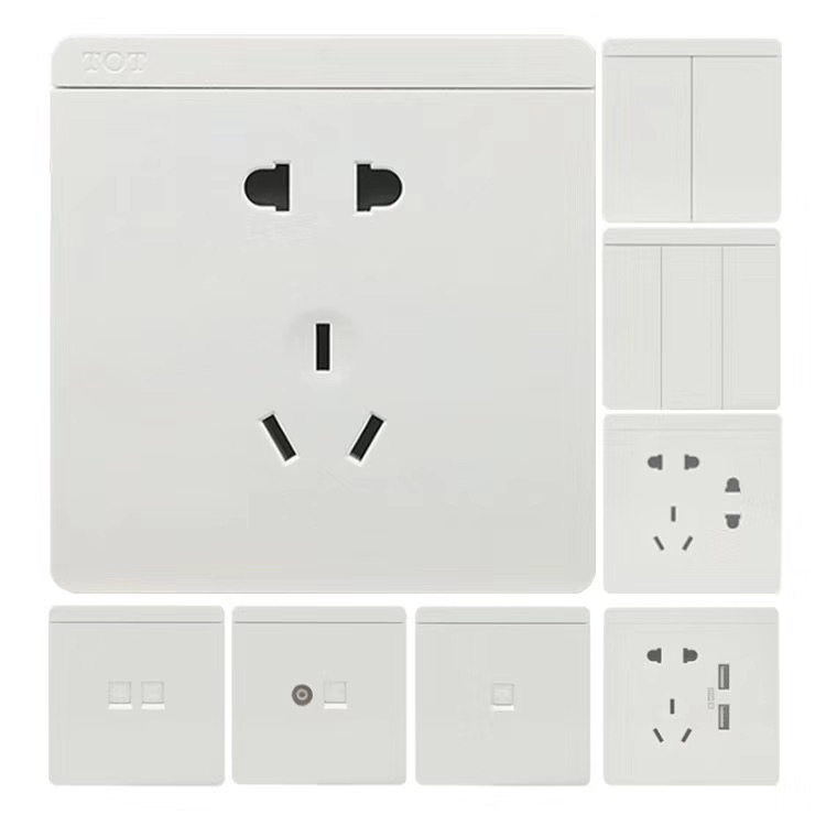 TOT托泰开关插座86型G9系列白色双控电视电脑五孔USB面板正品包邮