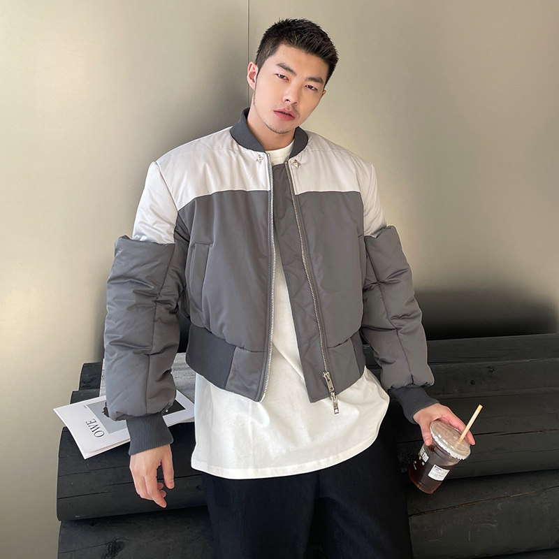 7月清仓设计款袖子撞色拼接短款加厚棉服棉袄外套