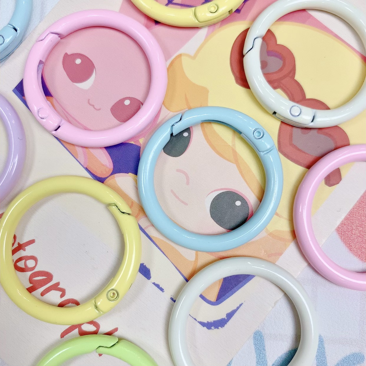 33mm开口弹簧圈手工diy环扣钥匙扣labubu弹簧扣玩偶挂件挂扣配件