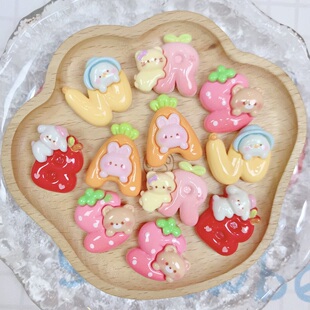 树脂配件儿童手工diy奶油胶发夹手机壳材料包 卡通英文字母小动物