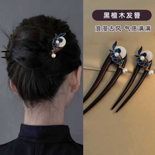 超好看的黑檀木发簪新中式气质感