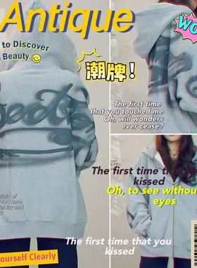 01/21W潮牌2026年新款高克重100%棉时尚喷绘宽松百搭加绒连帽外套