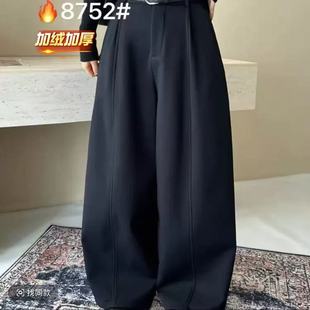 半松紧垂感休闲阔腿弯刀加绒气球裤 新款 冬季 1857 25W十三行
