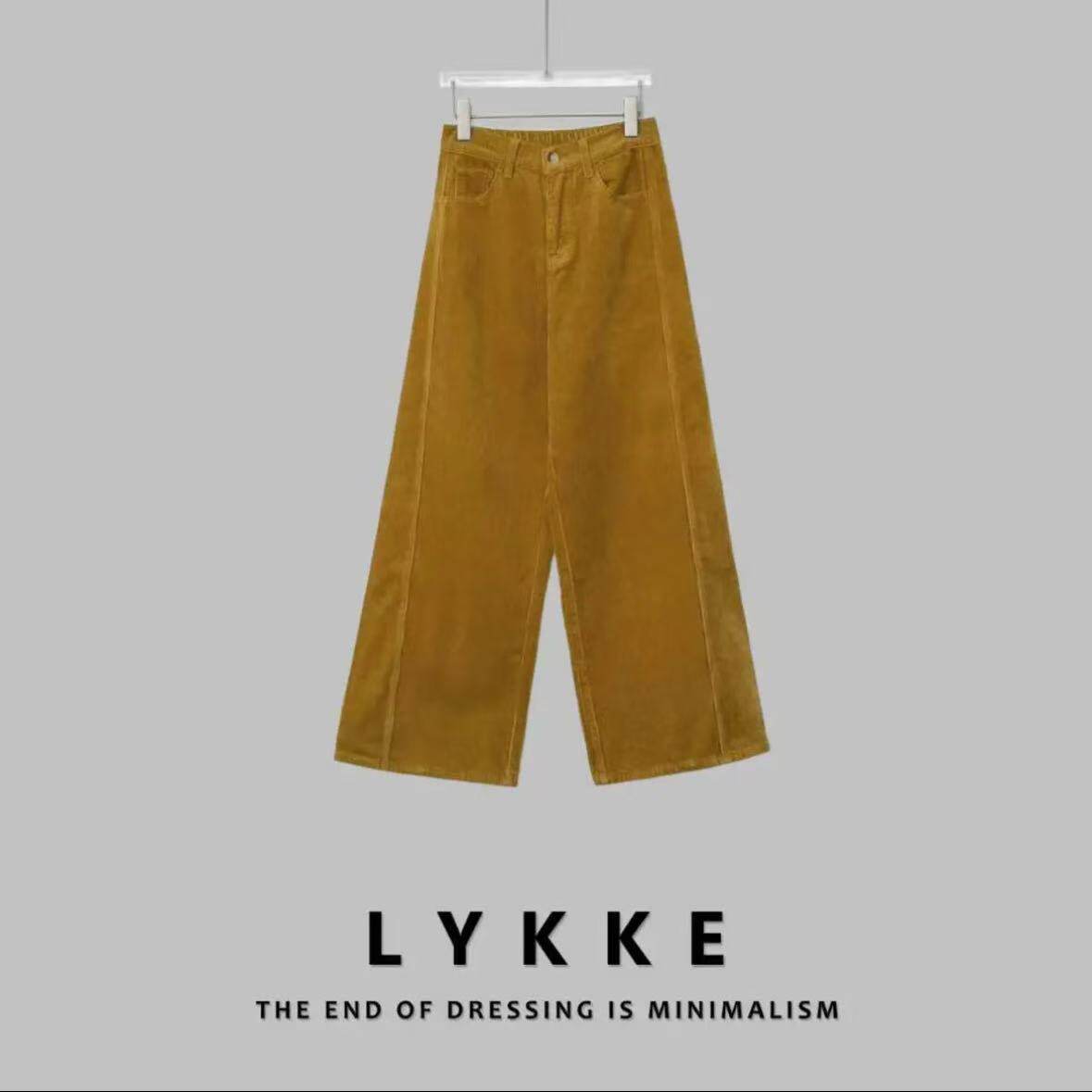 12/14Z品牌金标款！新款98%棉设计感高腰显瘦阔腿休闲直筒裤8098