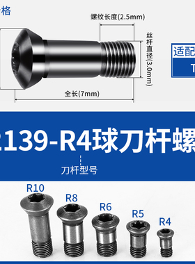 T2139半圆球头铣刀杆螺丝R4R5R6R8R10R12.5R15R16螺丝12.9级螺丝