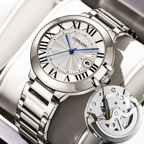 瑞士机芯全自动机械感手表男士腕表轻奢蓝气球镂空防水商务手表