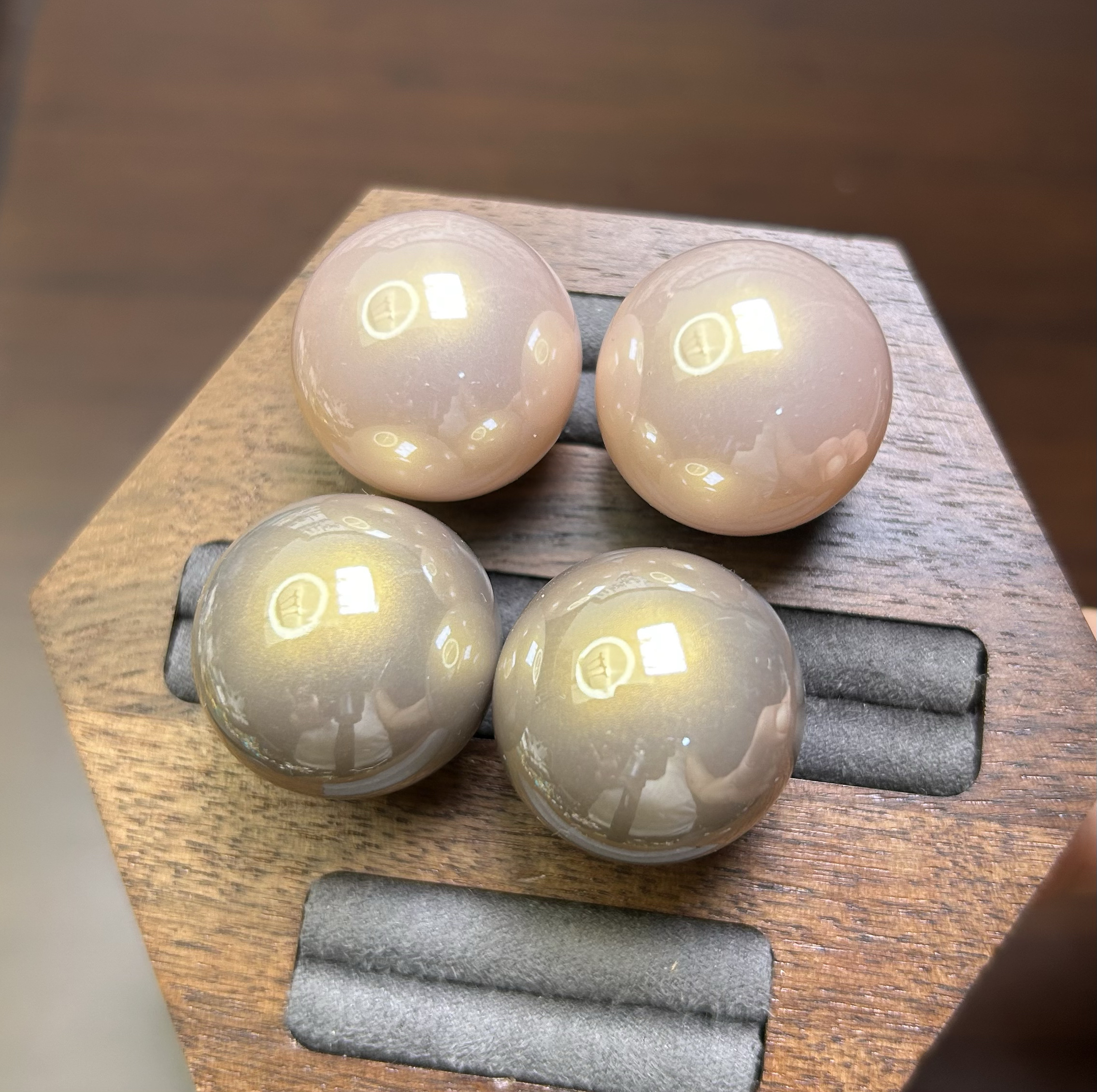 香槟色馒头珍珠耳环超大号卡24mm耳钉时尚百搭银针耳环