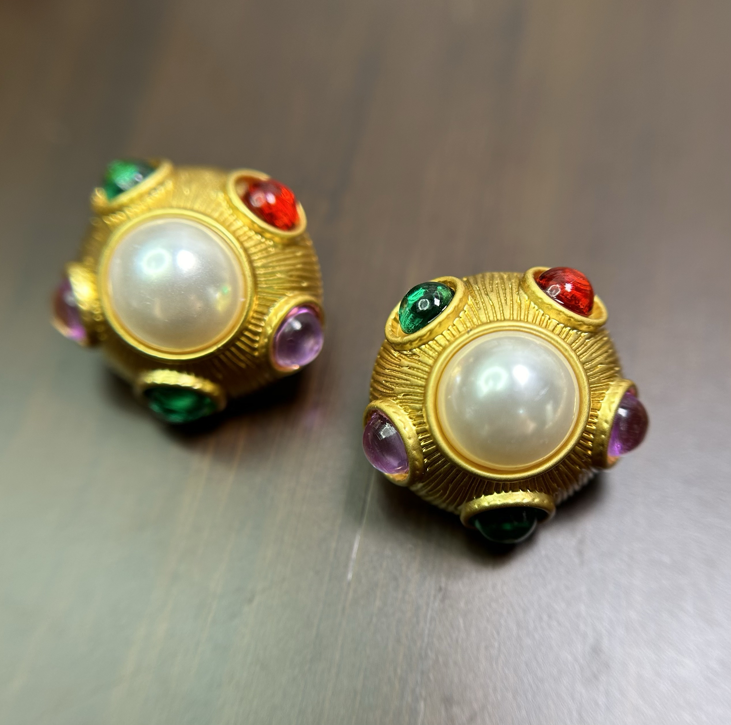 中古个性vintage西洋古董复刻复古琉璃电镀真金手链项链套装首饰