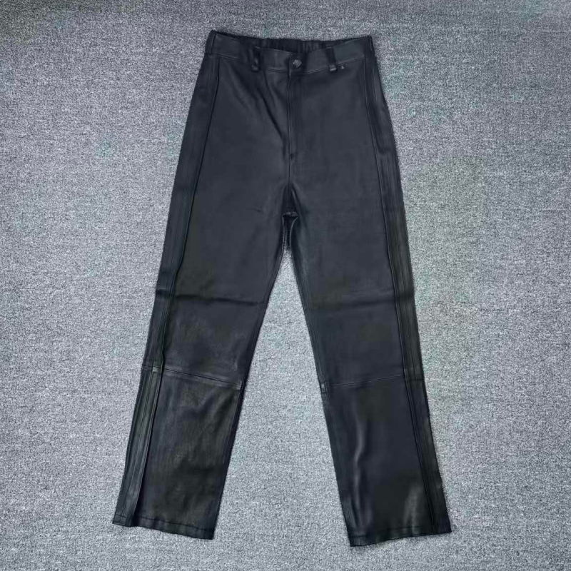 2025秋冬新款真皮皮裤女松紧腰绵羊皮直筒裤九分裤弹力休闲裤