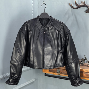 时尚 真皮绵羊皮皮衣女短款 机车夹克小个子 新款 海宁2026春季