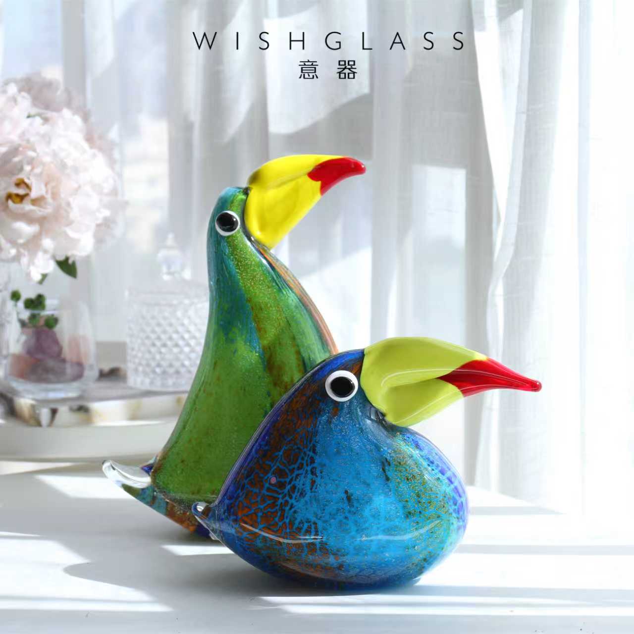 意器琉璃摆件巨嘴鸟轻奢摆设