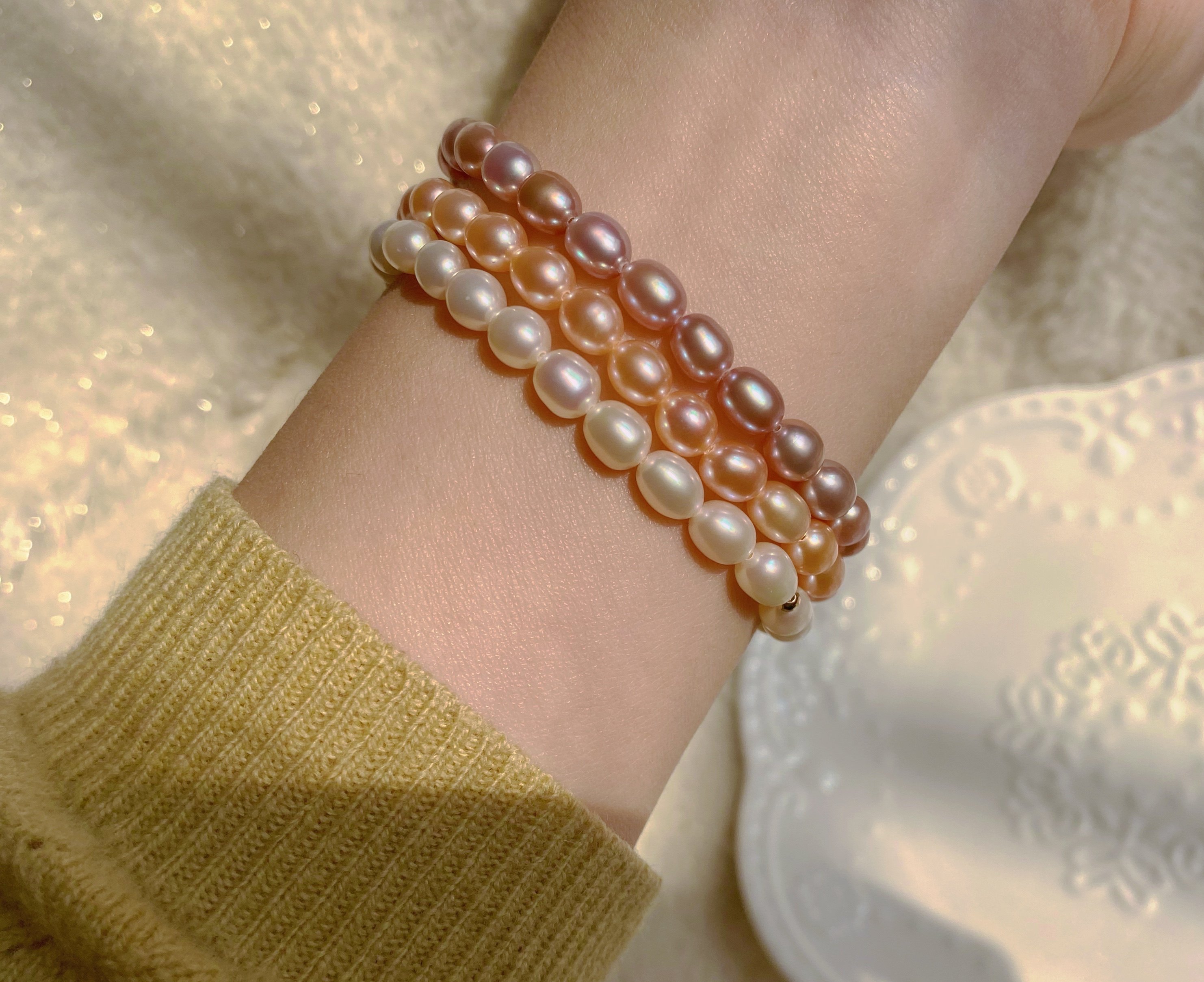 超美天然橘粉紫色淡水小珍珠手链 简单小米珠手串14K包金扣送女友,饰品/流行首饰/时尚饰品新,手链,淘宝优惠券,粉丝福利购,淘宝优惠卷