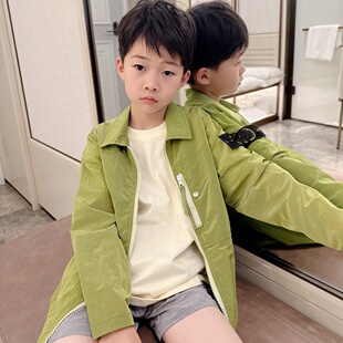牛油果绿儿童防晒衣男女童轻薄透气拉链开衫防晒外套小中大宝夏装