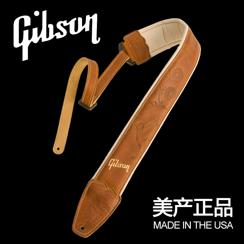 美产正品 Gibson吉普森  ASAC-TAN 电木吉他背带 加厚 棕色雕花