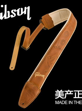 美产正品 Gibson吉普森  ASAC-TAN 电木吉他背带 加厚 棕色雕花