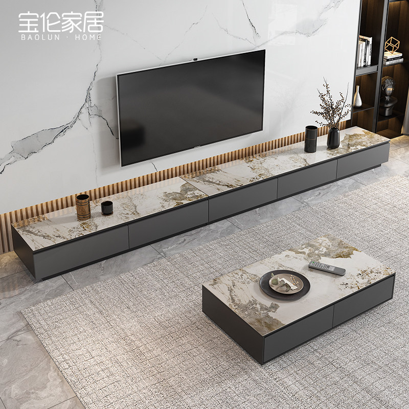 意式岩板电视柜茶几组合北欧轻奢小户型客厅潘多拉亮光岩板定制,住宅家具,电视柜,淘宝优惠券,粉丝福利购,淘宝优惠卷
