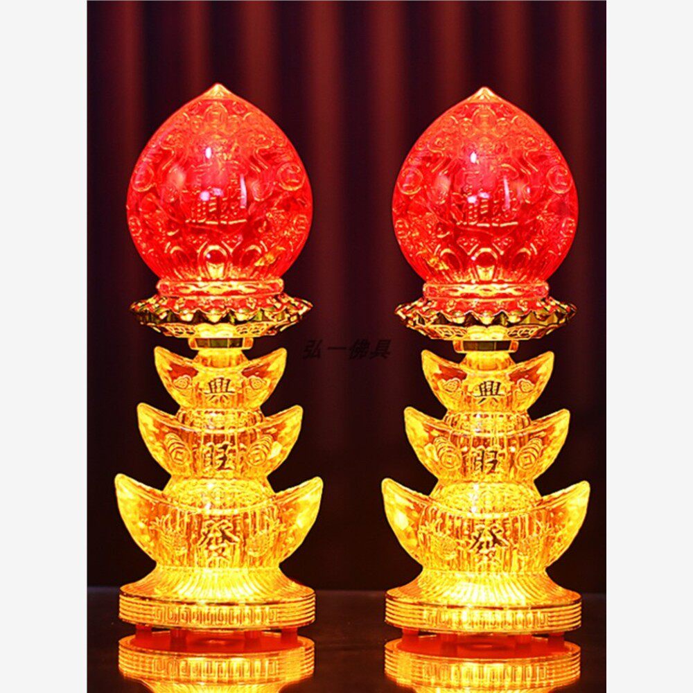 财神灯供灯佛灯LED长明灯蜡烛台电蜡烛电池插电家用佛堂土地仙家