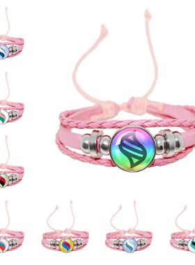 Pokemon宝可梦mega进化石粉色皮绳按扣手链百万进化喷火龙超梦