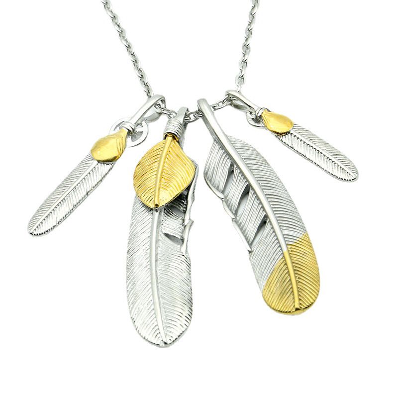余文乐同款 流行复古羽毛男士吊坠不锈钢时尚潮人项链批发 HTD606