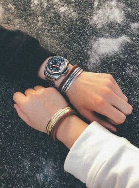 现货goros一生之环日系复古情侣手工男女潮人牛皮铜扣手环手镯