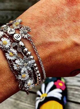 正确版PEACEMINUSONE新款字母雏菊手链GD权志龙同款PMO手环潮男女