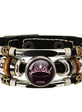 Kpop blackpink金智秀Lisa金智妮朴彩英明星周边皮绳手链复古手饰