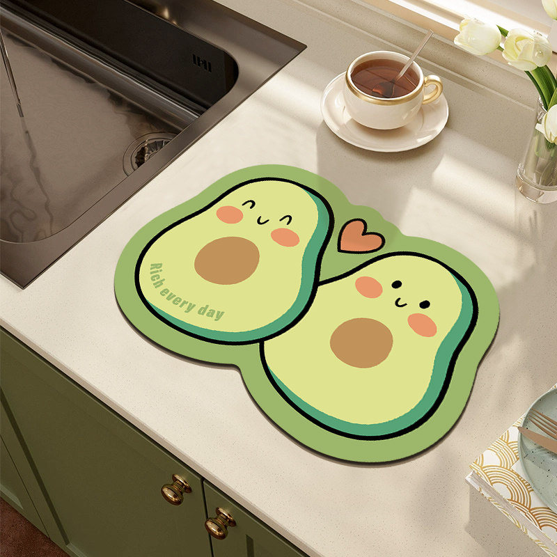 可爱卡通厨房硅藻泥沥水垫台面吸水防烫垫吧台茶水间碗筷杯速干垫,居家布艺,餐垫,淘宝优惠券,粉丝福利购,淘宝优惠卷